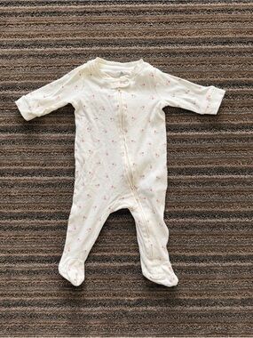 GAP Baby White Footed One-Piece with Pink Floral Dots